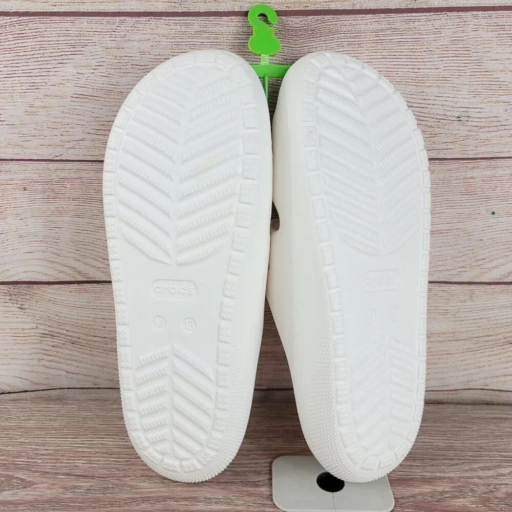 NEW Crocs Classic V2 Slides Sandals Men's Size 13 All White Comfort Water Shoes - Picture 6 of 7